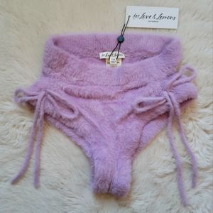 NWT - For Love and Lemons - Purple Fuzzy Sleep Shorts - BOTTOMS ONLY